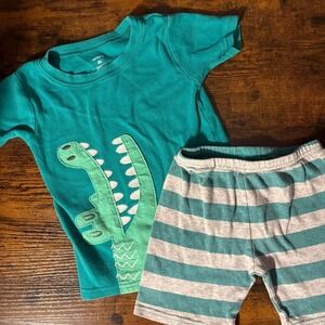 Carter's‎ Alligator T-shirt & Striped Shorts Set, Green & Grey (Boys 4T)